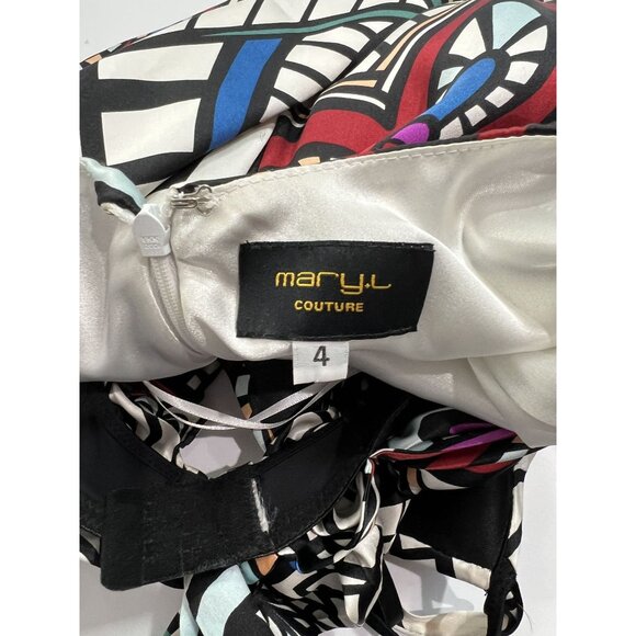 Vintage Y2K Mary. L Couture Sweetheart Dress in White Floral Print - Picture 3 of 3